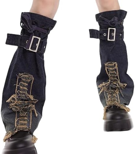HeiBai Xiong Punk Ripped Arm Warmers For Women Goth Fingerless Arm